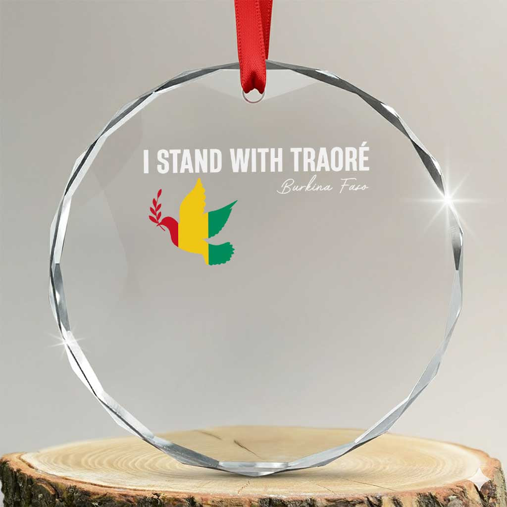 I Stand With Traoré Crystal Glass Ornament Burkina Faso Peace Dove TS02 Transparent Glass 3'' Circle Print Your Wear