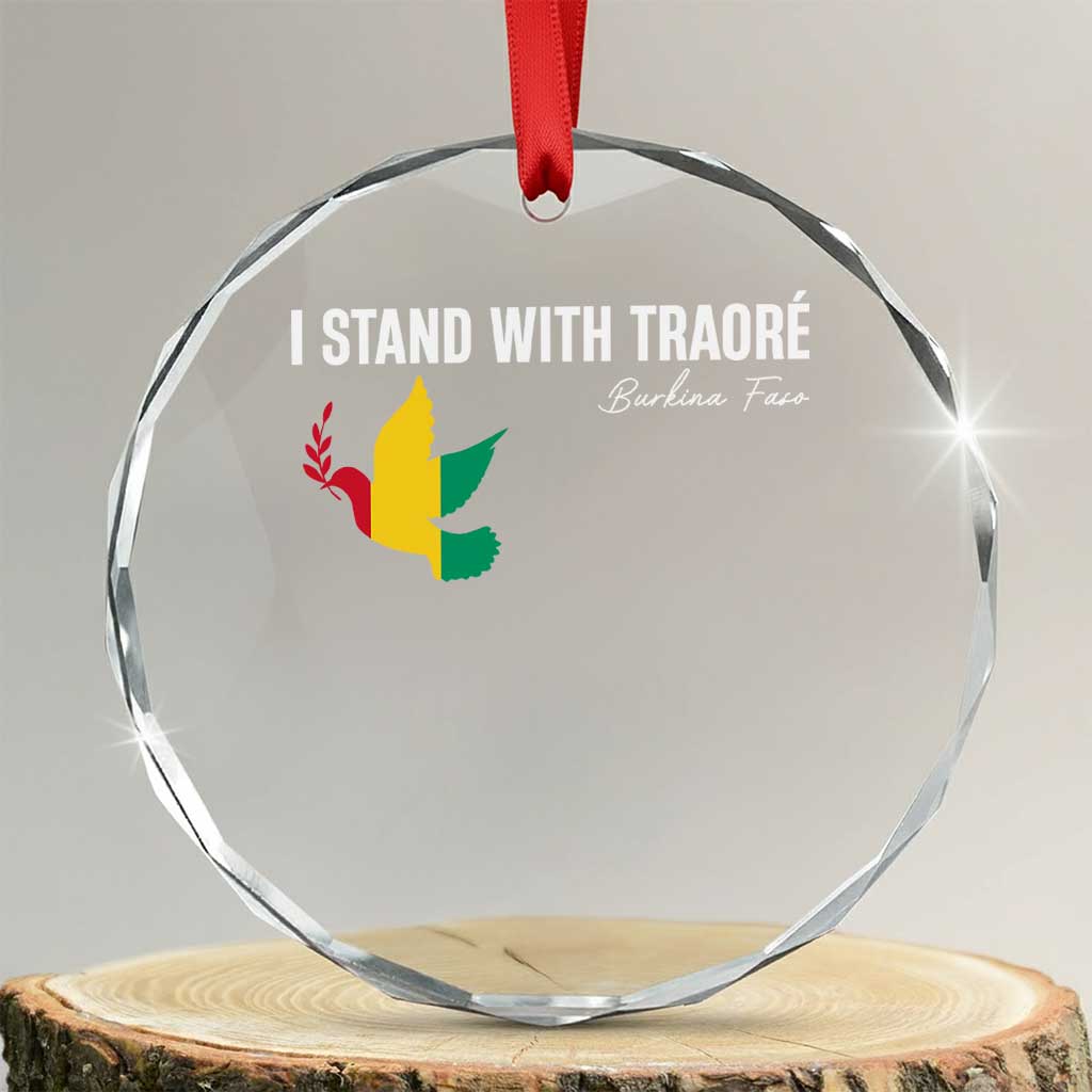 I Stand With Traoré Crystal Glass Ornament Burkina Faso Peace Dove - Print Your Wear