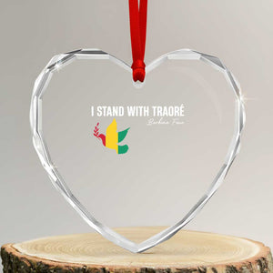 I Stand With Traoré Heart Crystal Glass Ornament Burkina Faso Peace Dove TS02 Transparent Glass 3'' Heart Print Your Wear