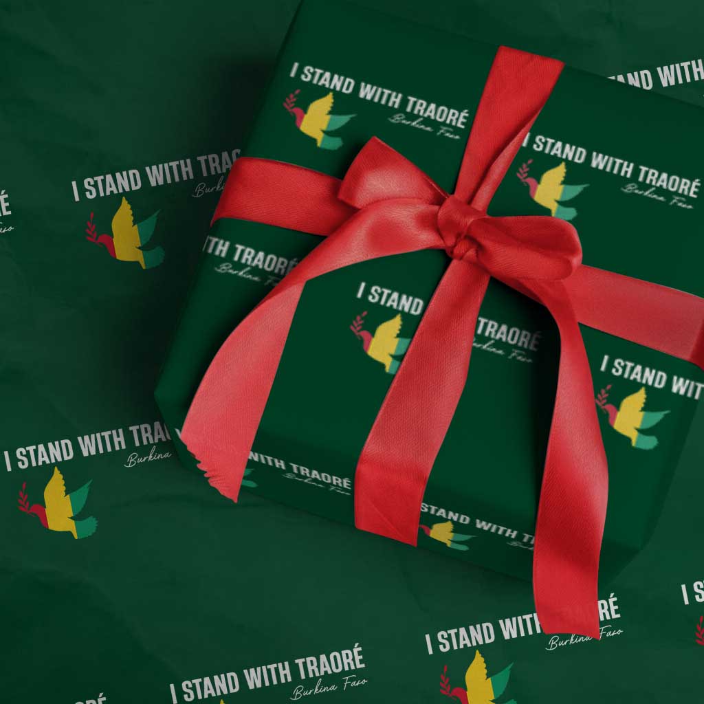 I Stand With Traoré Wrapping Paper Roll Burkina Faso Peace Dove TS02 Green Print Your Wear