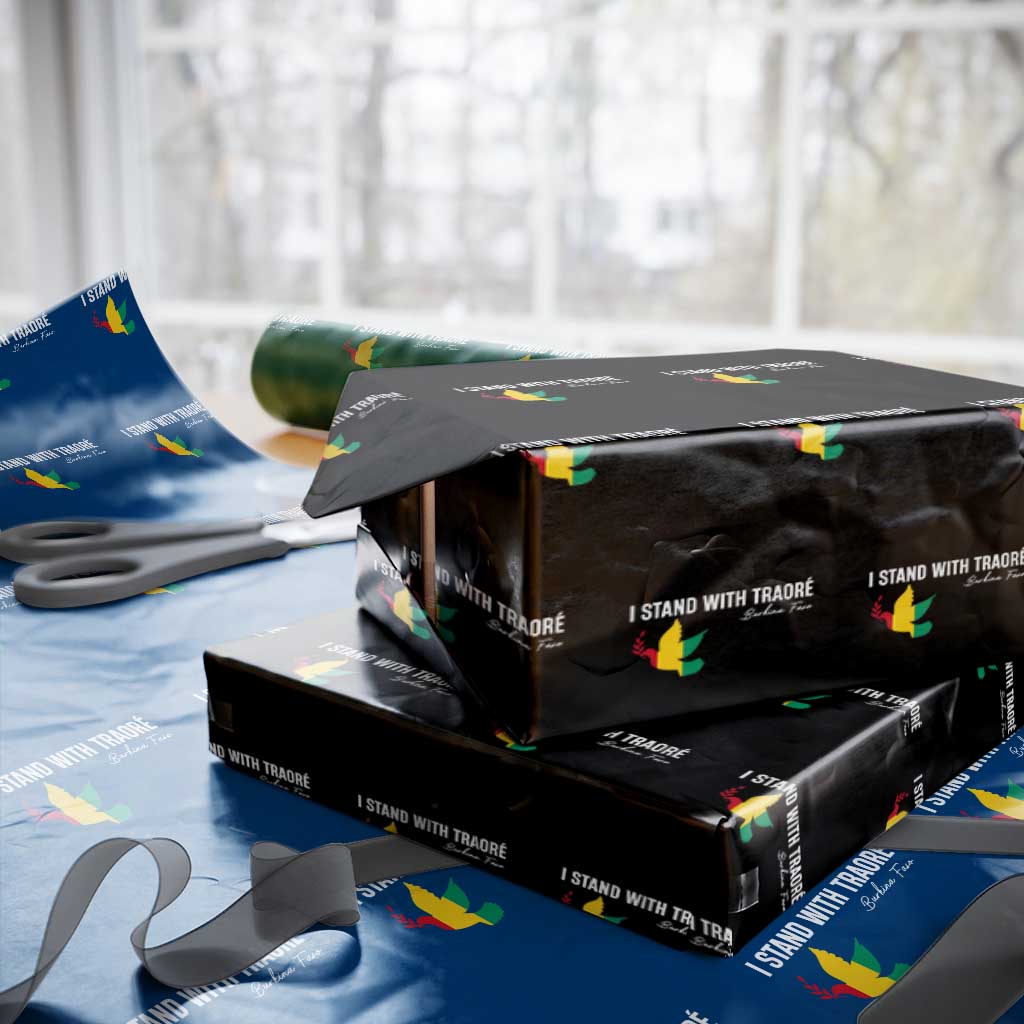 I Stand With Traoré Wrapping Paper Roll Burkina Faso Peace Dove TS02 Black Print Your Wear