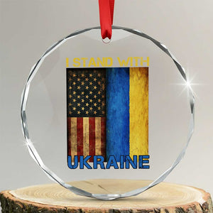 I Stand With Ukraine Crystal Glass Ornament Ukrainian American Flag TS02 Transparent Glass 3'' Circle Print Your Wear