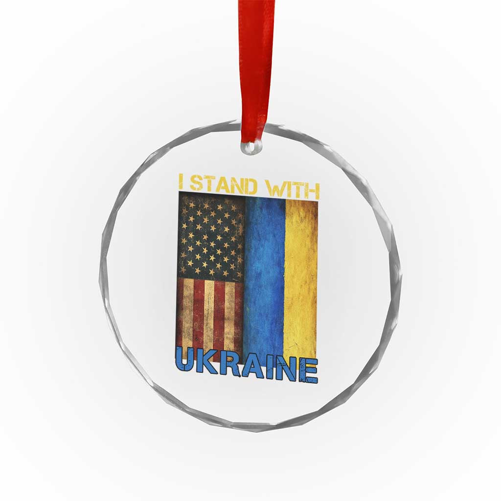 I Stand With Ukraine Crystal Glass Ornament Ukrainian American Flag TS02 Print Your Wear