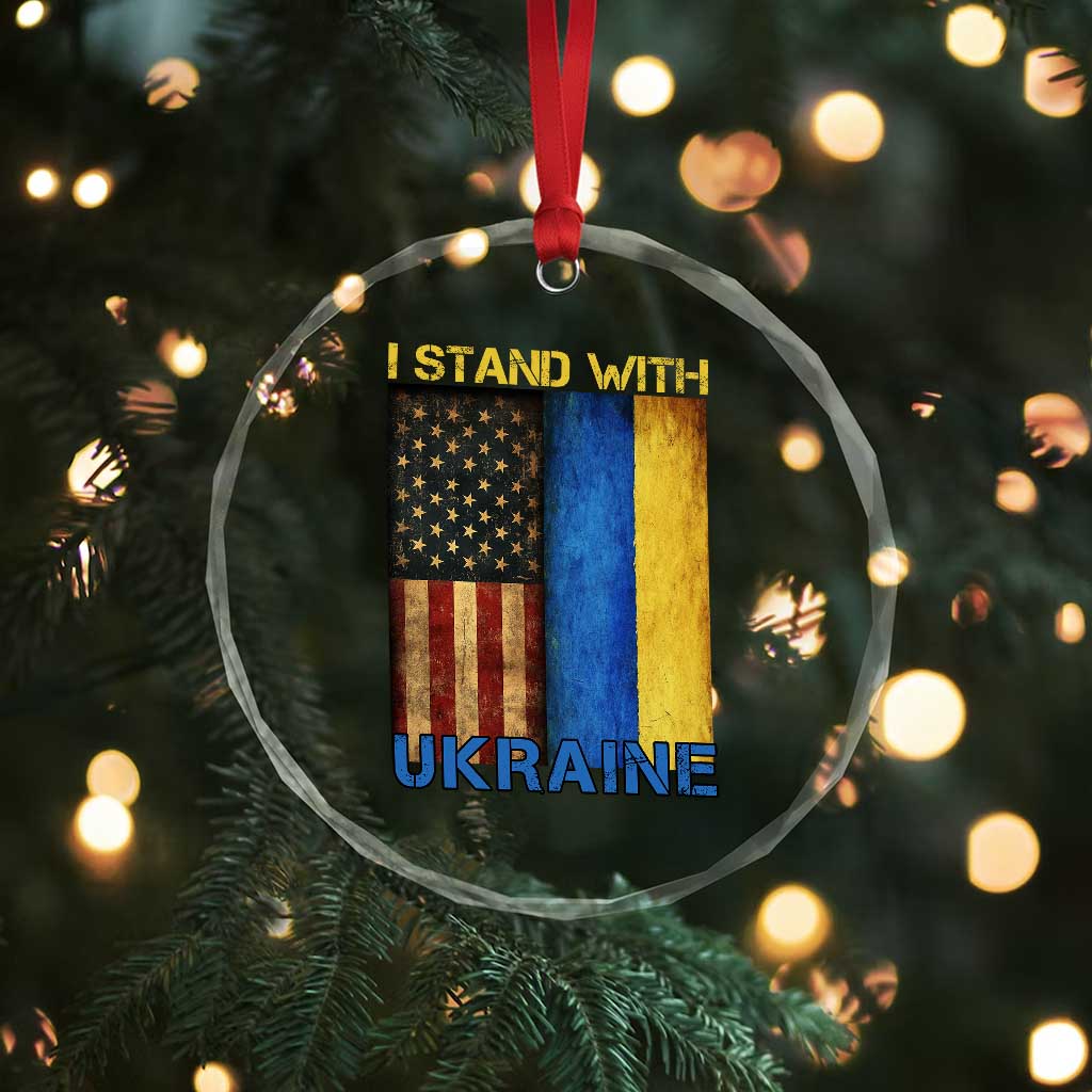 I Stand With Ukraine Crystal Glass Ornament Ukrainian American Flag TS02 Print Your Wear