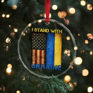 I Stand With Ukraine Crystal Glass Ornament Ukrainian American Flag TS02 Print Your Wear
