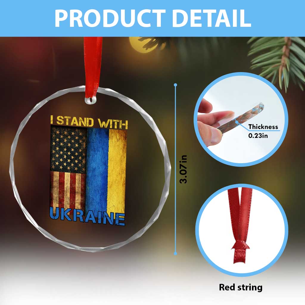 I Stand With Ukraine Crystal Glass Ornament Ukrainian American Flag TS02 Print Your Wear