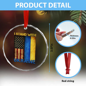 I Stand With Ukraine Crystal Glass Ornament Ukrainian American Flag TS02 Print Your Wear