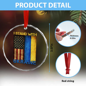 I Stand With Ukraine Crystal Glass Ornament Ukrainian American Flag TS02 Print Your Wear