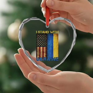 I Stand With Ukraine Heart Crystal Glass Ornament Ukrainian American Flag TS02 Print Your Wear
