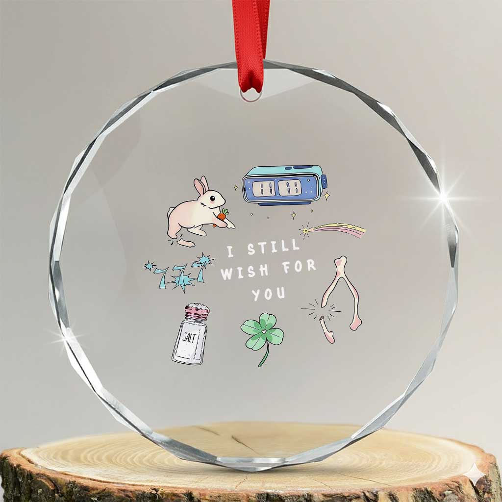 I Still Wish for You Lucky Rabbit 1111 Stars Clover Signs Crystal Glass Ornament TS11 Transparent Glass 3'' Circle Print Your Wear
