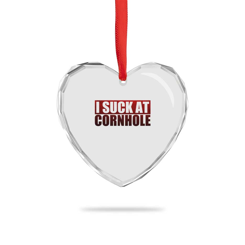 I Suck At Cornhole Heart Crystal Glass Ornament Funny Bean Bag Toss Game TS10 Print Your Wear