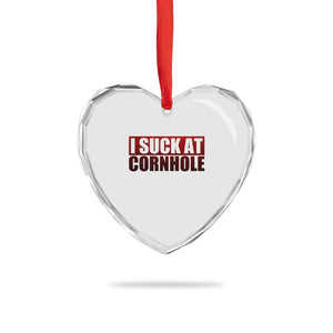 I Suck At Cornhole Heart Crystal Glass Ornament Funny Bean Bag Toss Game TS10 Print Your Wear