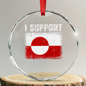 I Support Greenland Crystal Glass Ornament Grunge Flag TS10 Transparent Glass 3'' Circle Print Your Wear