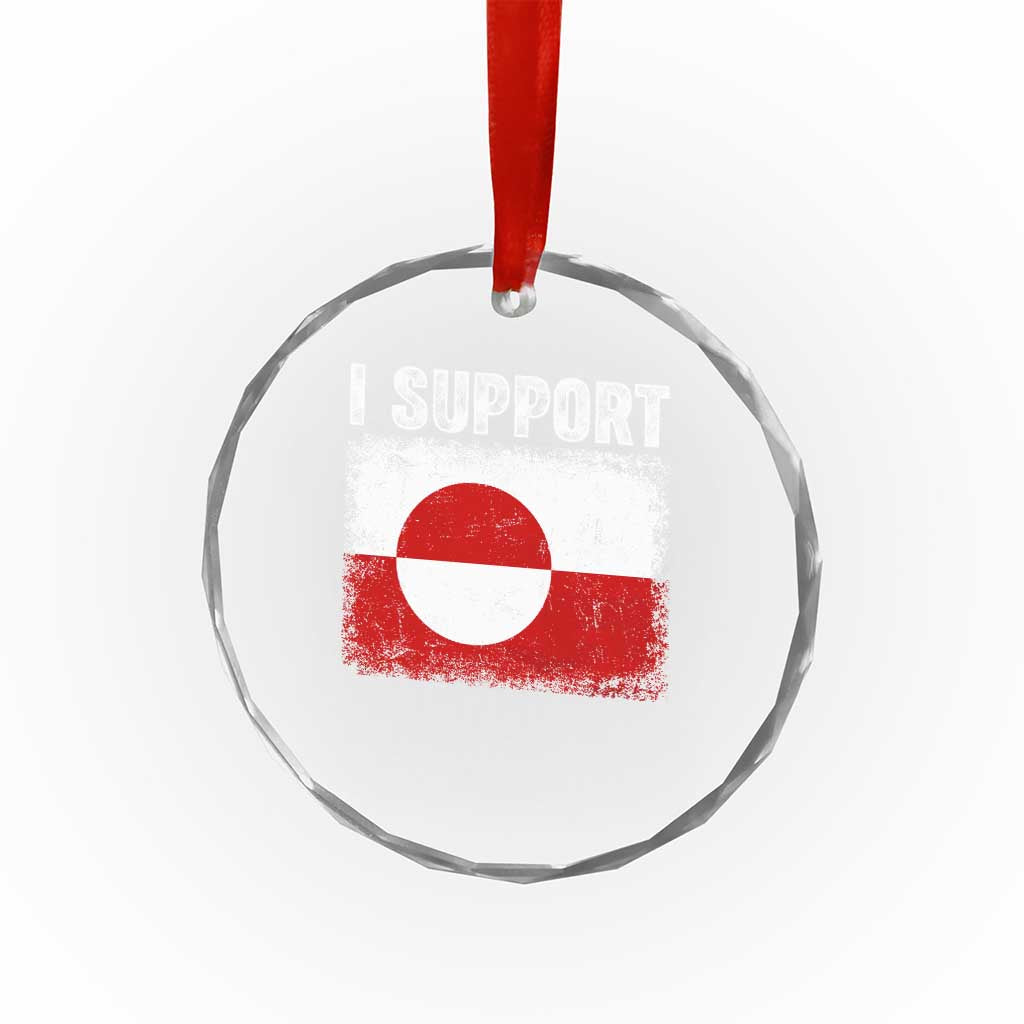 I Support Greenland Crystal Glass Ornament Grunge Flag TS10 Print Your Wear