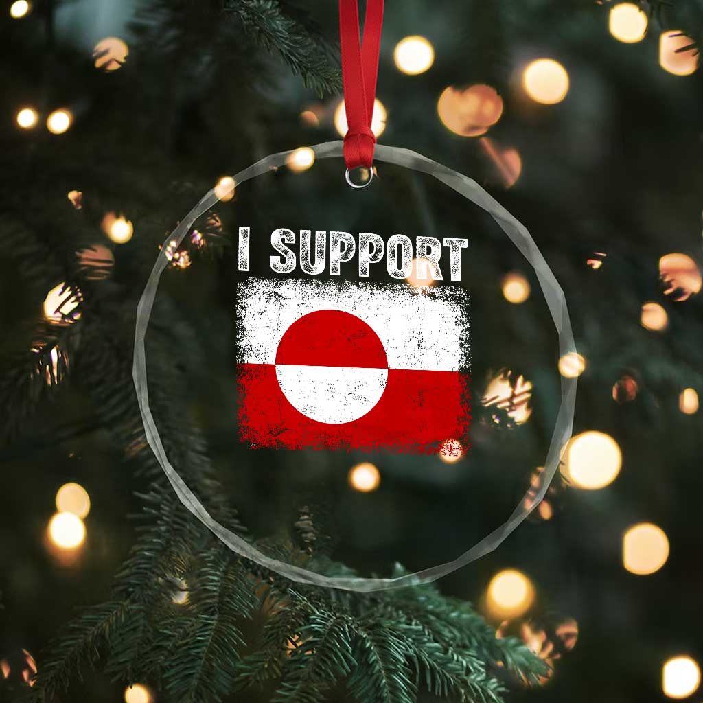 I Support Greenland Crystal Glass Ornament Grunge Flag TS10 Print Your Wear