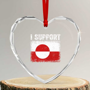 I Support Greenland Heart Crystal Glass Ornament Grunge Flag TS10 Transparent Glass 3'' Heart Print Your Wear