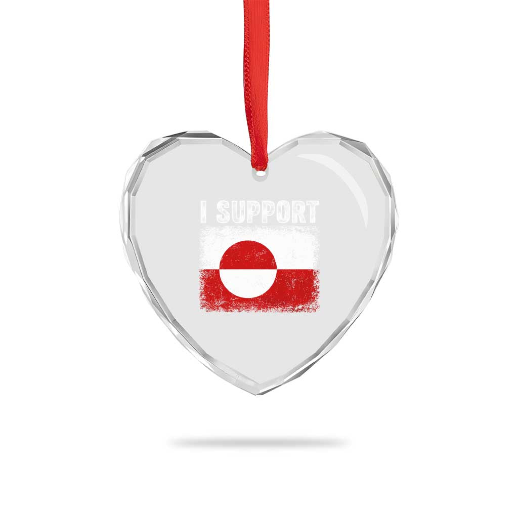 I Support Greenland Heart Crystal Glass Ornament Grunge Flag TS10 Print Your Wear