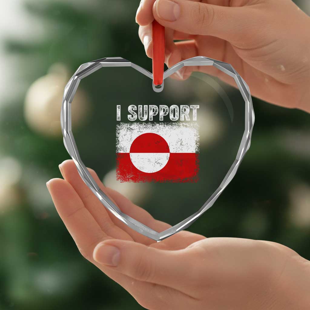 I Support Greenland Heart Crystal Glass Ornament Grunge Flag TS10 Print Your Wear