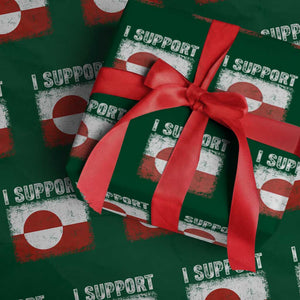 I Support Greenland Wrapping Paper Roll Grunge Flag TS10 Green Print Your Wear
