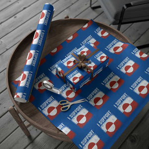 I Support Greenland Wrapping Paper Roll Grunge Flag TS10 Blue Print Your Wear