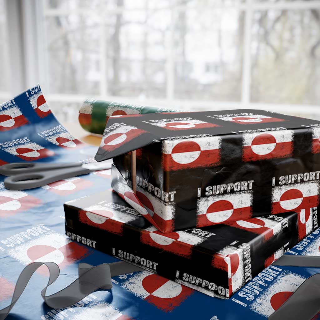 I Support Greenland Wrapping Paper Roll Grunge Flag TS10 Black Print Your Wear