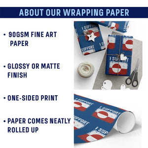 I Support Greenland Wrapping Paper Roll Grunge Flag TS10 Print Your Wear