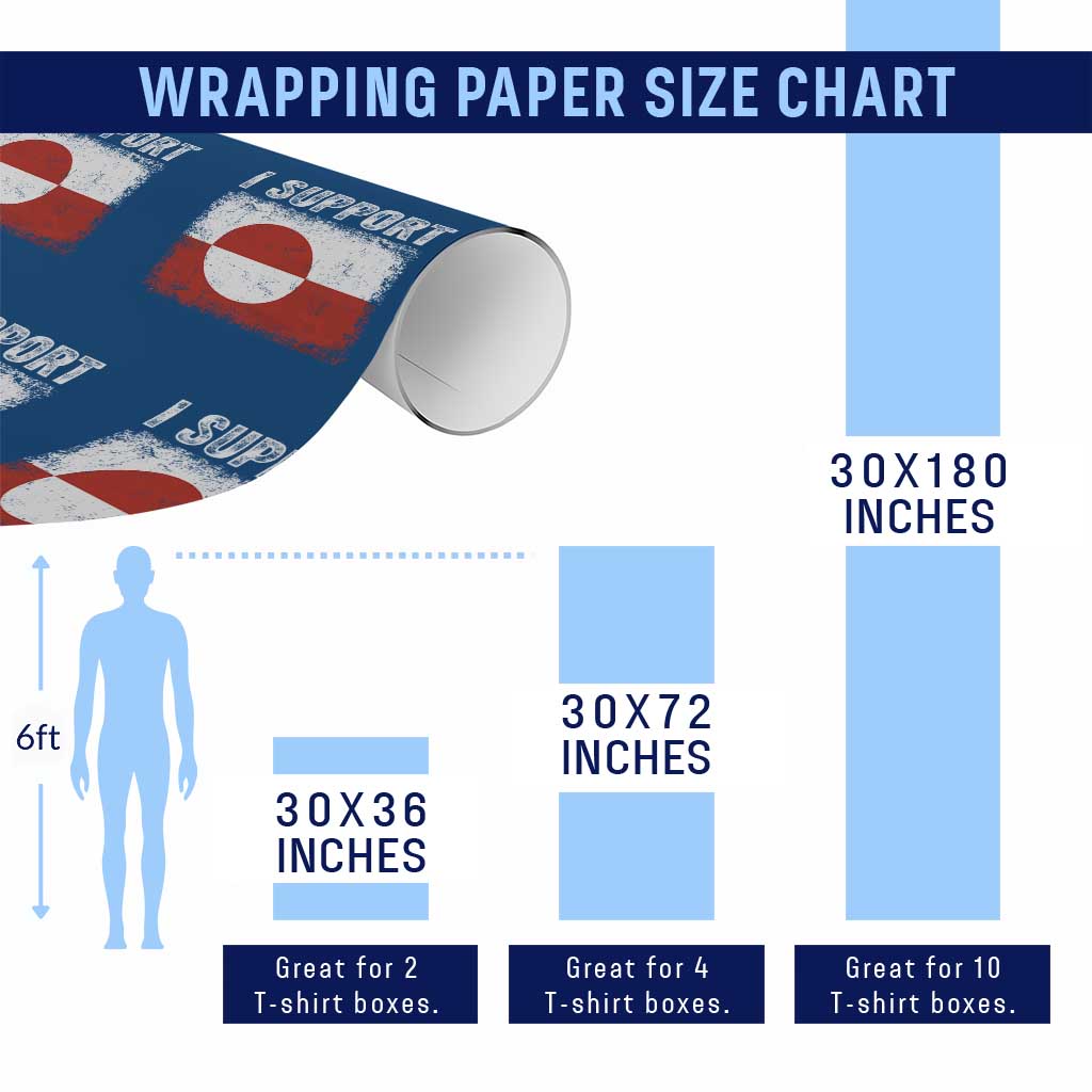 I Support Greenland Wrapping Paper Roll Grunge Flag TS10 Print Your Wear