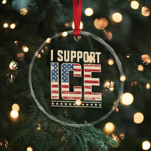 I Support ICE Crystal Glass Ornament Immigration Officers Vintage American Flag TS11 Print Your Wear
