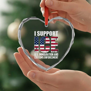 I Support ICE Patriotic Law Enforcement American Flag Heart Crystal Glass Ornament TS02 Print Your Wear