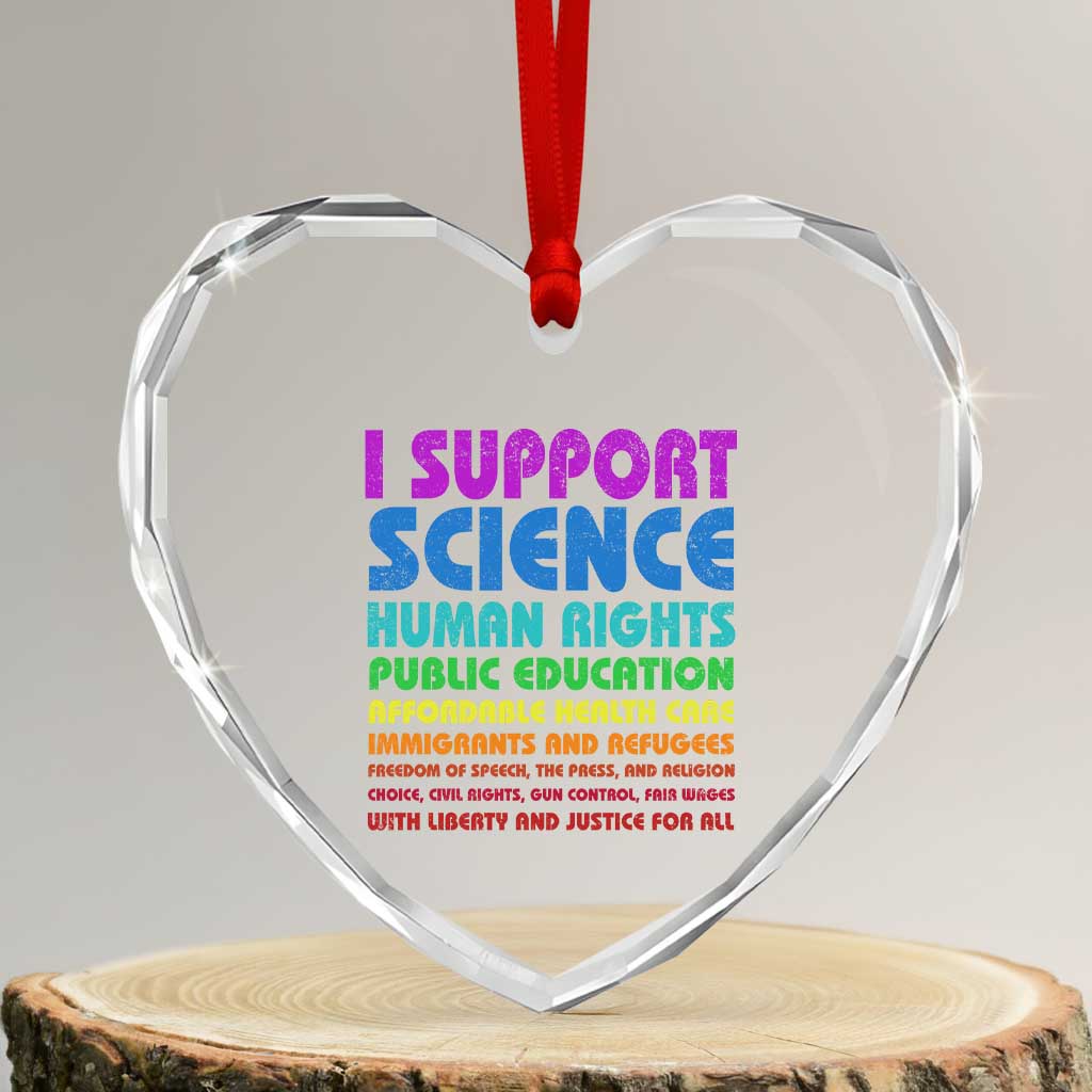 I Support Progressive Liberal Democratic Causes Protest Heart Crystal Glass Ornament TS10 Transparent Glass 3'' Heart Print Your Wear