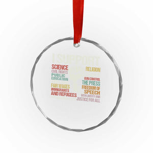I Support Progressive Liberal Human Rights Crystal Glass Ornament Vintage Hand Fist - Print Your Wear