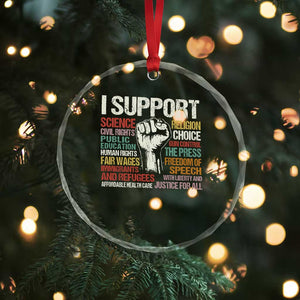 I Support Progressive Liberal Human Rights Crystal Glass Ornament Vintage Hand Fist - Print Your Wear