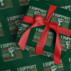 I Support Progressive Liberal Human Rights Wrapping Paper Roll Vintage Hand Fist - Print Your Wear