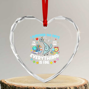 I Survived 100 Days Of School Heart Crystal Glass Ornament Funny Pigeon 100th Day Teacher TS10 Transparent Glass 3'' Heart Print Your Wear