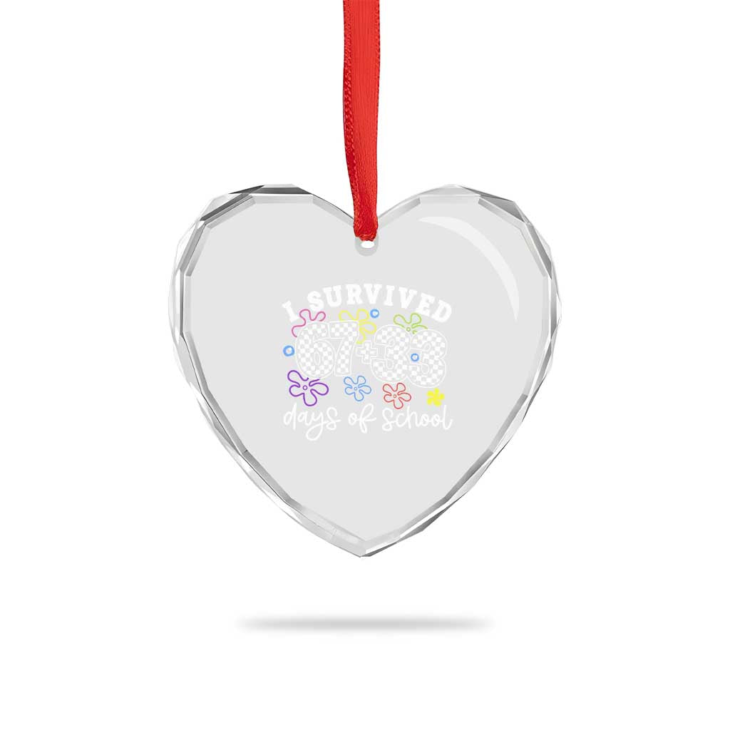 I Survived 67 33 100 Days of School Heart Crystal Glass Ornament Funny 100th Day of School Flowers TS10 Print Your Wear