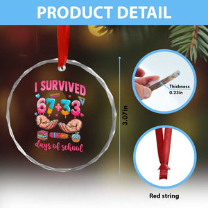 I Survived 67 33 Days Of School Crystal Glass Ornament Funny 100 Days of School 67 Ice Cream Drip TS11 Print Your Wear