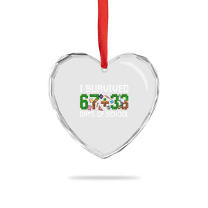I Survived 67 33 Days Of School Heart Crystal Glass Ornament Funny 100 Days of School 67 Pixel Game TS11 Print Your Wear