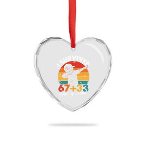 I Survived 67 33 Days Of School Heart Crystal Glass Ornament Funny Six Seven Meme Math Teacher Kids 100th Day TS10 Print Your Wear