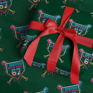 I Survived 67 Days Of School Baseball Ice Cream Wrapping Paper Roll Funny Christmas Six Seven Meme TS14 Green Print Your Wear
