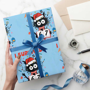 I Survived 67 Days Of School Cat Meme Wrapping Paper Roll Funny Christmas Six Seven Meme TS14 Light Blue Print Your Wear