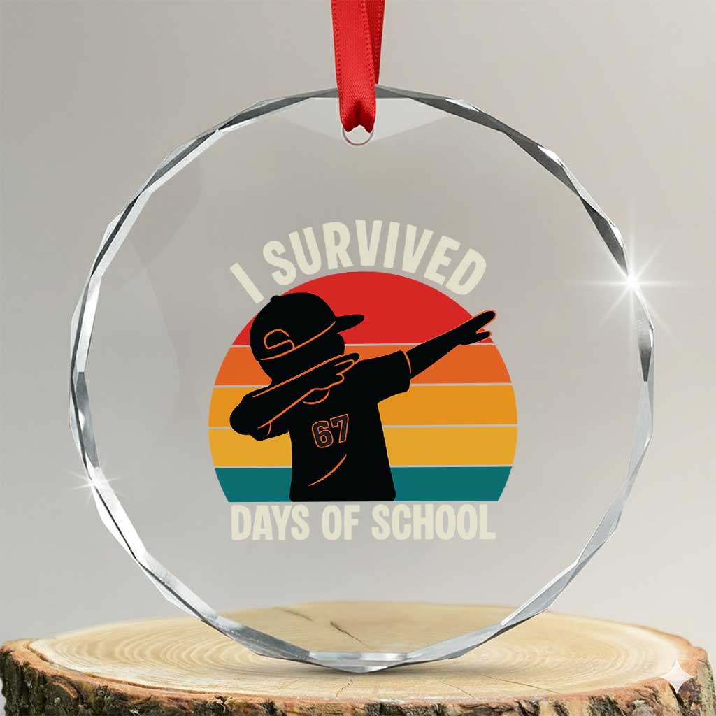 I Survived 67 Days Of School Crystal Glass Ornament Funny Boys Kids TS14 Transparent Glass 3'' Circle Print Your Wear