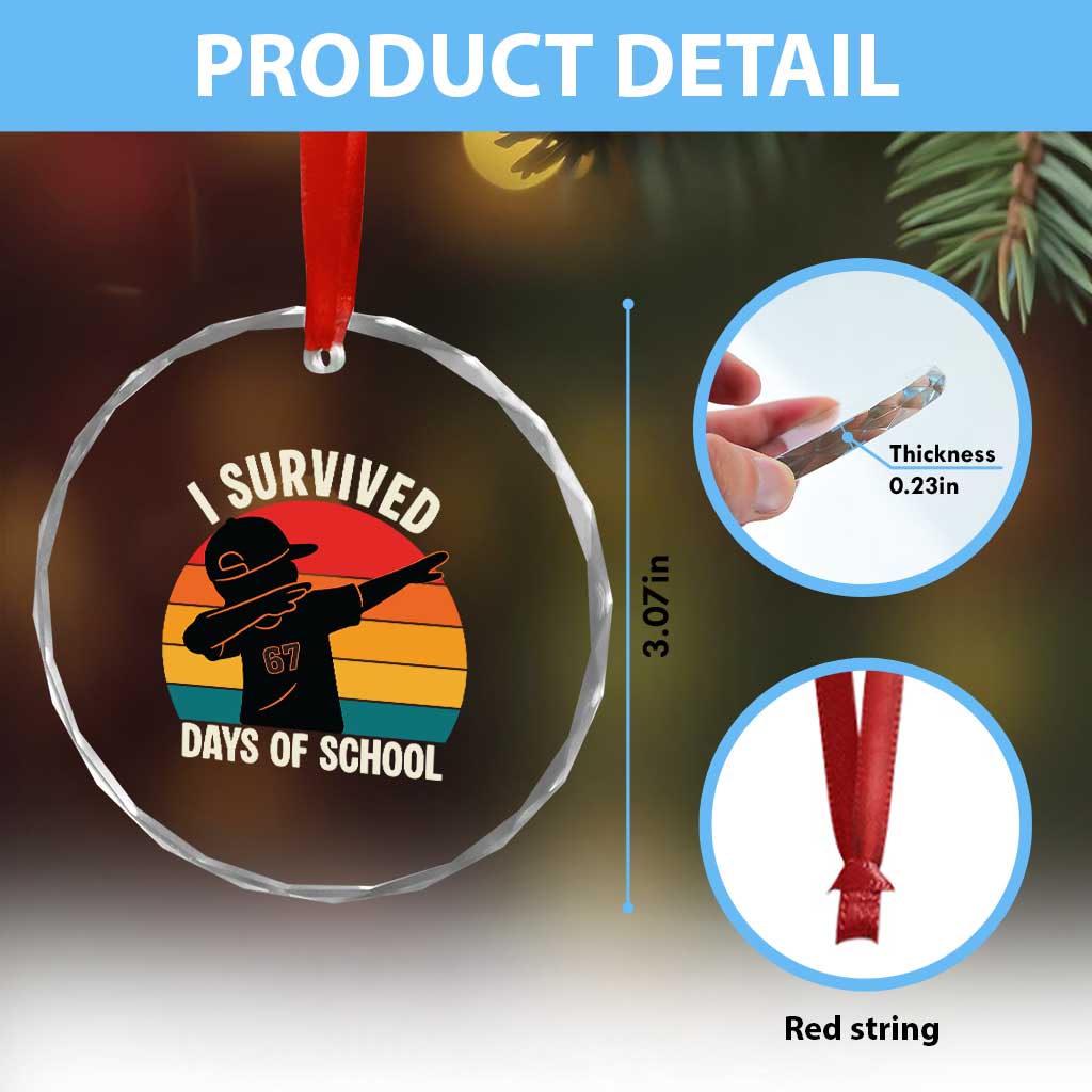 I Survived 67 Days Of School Crystal Glass Ornament Funny Boys Kids TS14 Print Your Wear