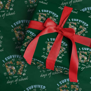 I Survived 67 Days of School Funny Six Seven Italian Brainrot Wrapping Paper Roll TS10 Green Print Your Wear
