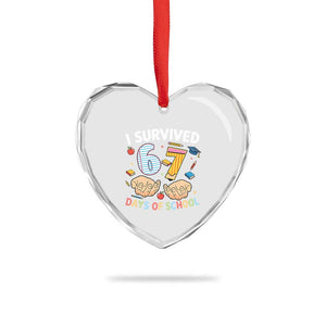 I Survived 67 Days of School Funny Six Seven Meme Heart Crystal Glass Ornament TS10 Print Your Wear