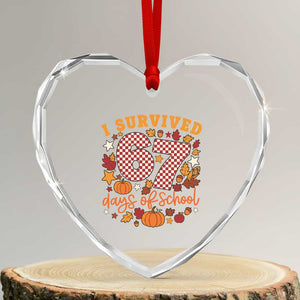 I Survived 67 Days of School Heart Crystal Glass Ornament Autumn Fall Leaves Back To School TS02 Transparent Glass 3'' Heart Print Your Wear