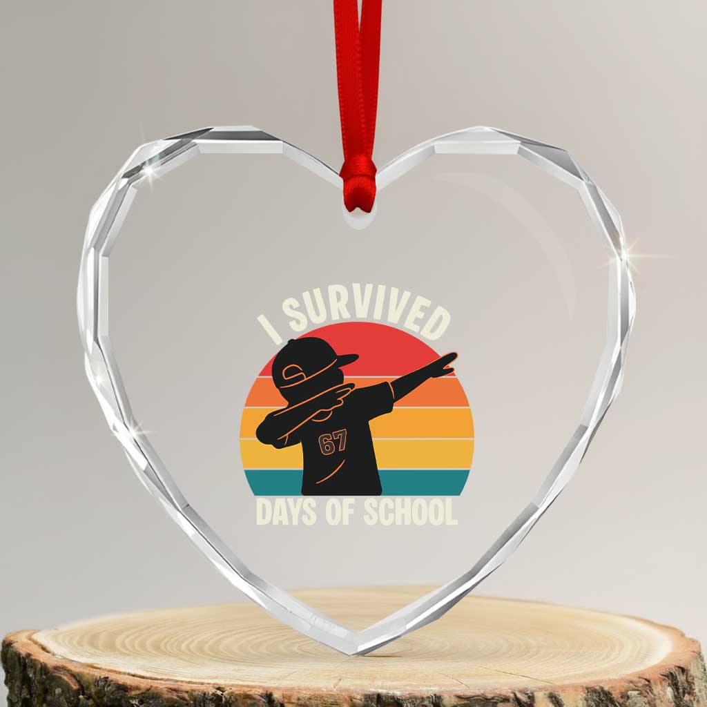 I Survived 67 Days Of School Heart Crystal Glass Ornament Funny Boys Kids TS14 Transparent Glass 3'' Heart Print Your Wear