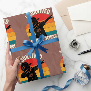 I Survived 67 Days Of School Wrapping Paper Roll Funny Boys Kids TS14 Mocha Print Your Wear