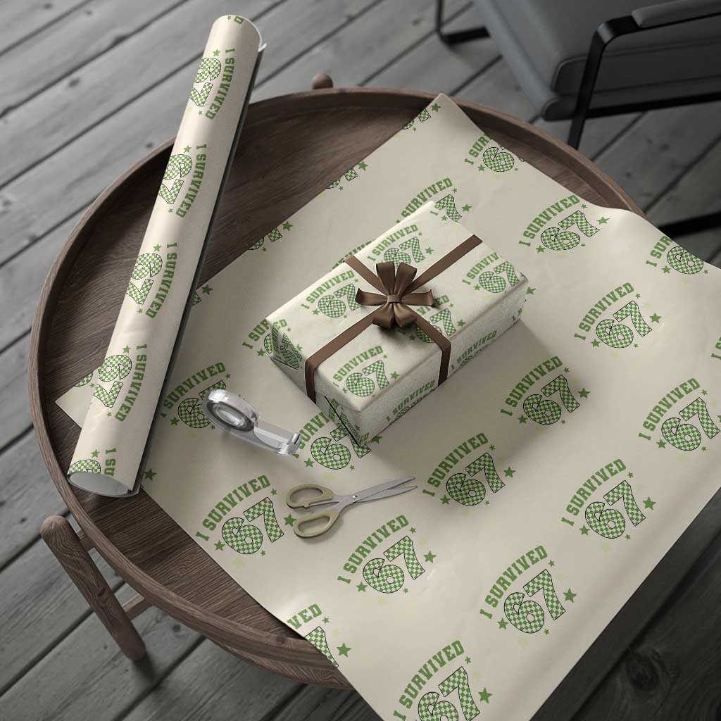 I Survived 67 Days of School Wrapping Paper Roll Funny Six Seven Meme Students Teacher Celebration TS02 Beige Print Your Wear