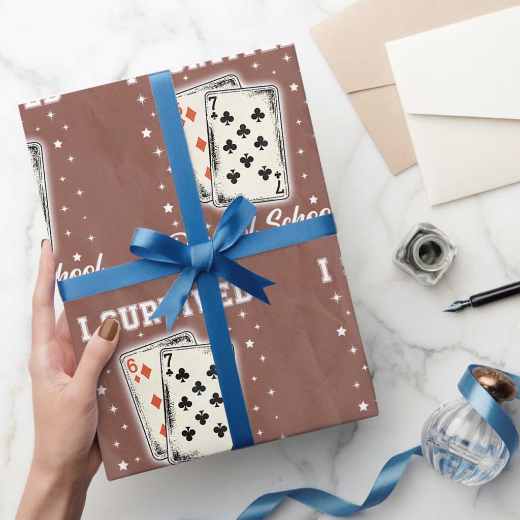I Survived 67 Days Of School Wrapping Paper Roll Playing Cards Meme TS14 Mocha Print Your Wear
