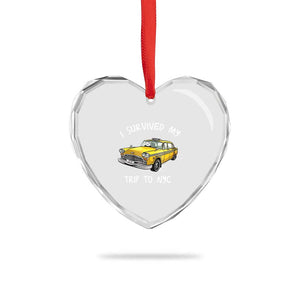 I Survived My Trip to NYC Heart Crystal Glass Ornament Funny New York City Yellow Taxi Meme